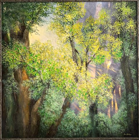 "JARNÍ SVĚŽEST V STROMOVÍ"(100x100cm)